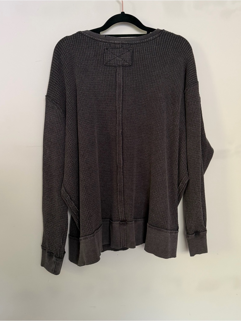 We The Free Free People Buttercup Waffle Thermal Top in Black/Grey Size XS - Picture 14 of 15